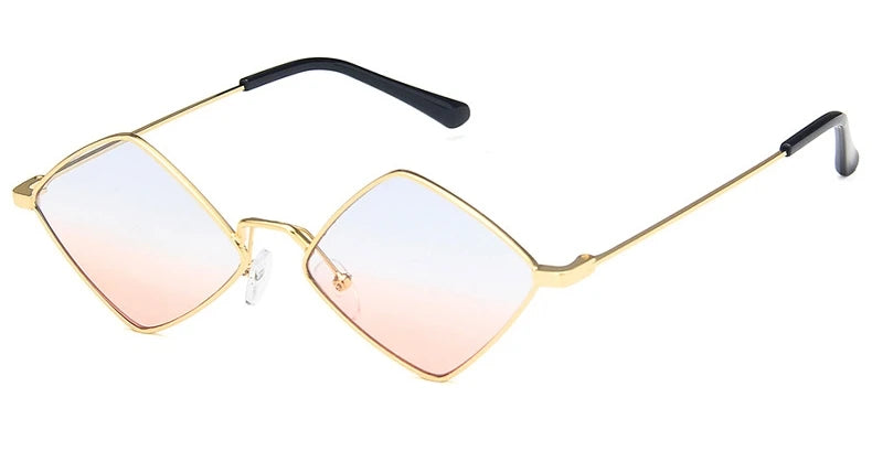 Hipster Polygon Women Sunglasses Irregular Vintage Small Frame Rhombus Ladies Sunglasses Shades Retro Alloy Eyewear Black