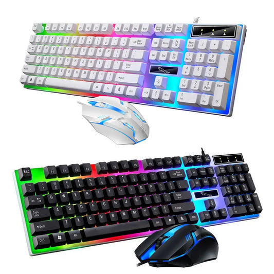 Gamer Keyboard And Mouse Combo Set RGB LED 104-Key Wired Gaming Keyboard Mouse Set for Notebook Laptop Desktop PC Tablet